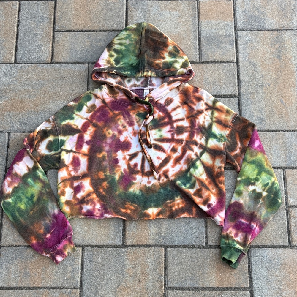 Bella Canvas Multicolor Tie-Dye Crop Top Hoodie